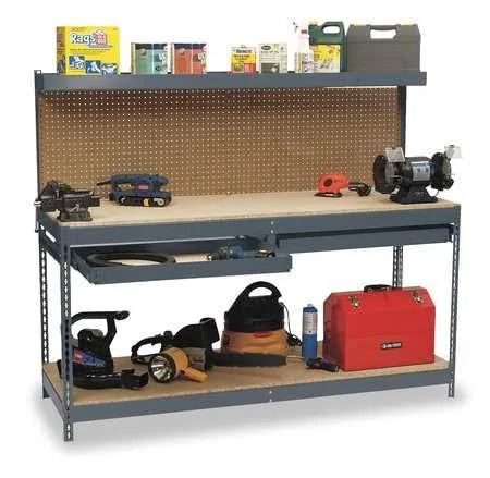 Gray Particleboard Workbench 72 inch W 24 inch D C65512