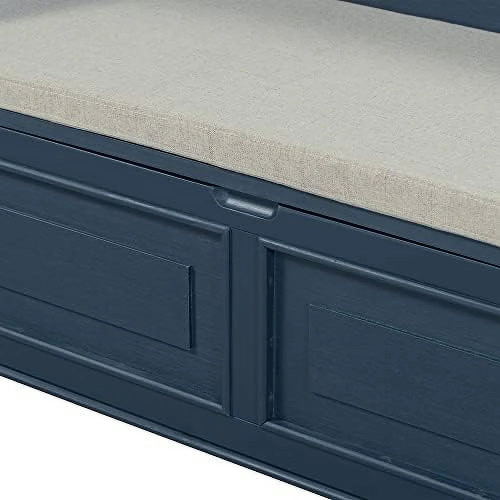 Rustic Entry Bench with Hidden Compartments and Removable Cushion (Antique Navy) K446621