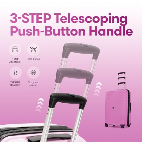 3 Piece Hardside Expandable Luggage Set with Wheels TSA Lock Light Pink U1299