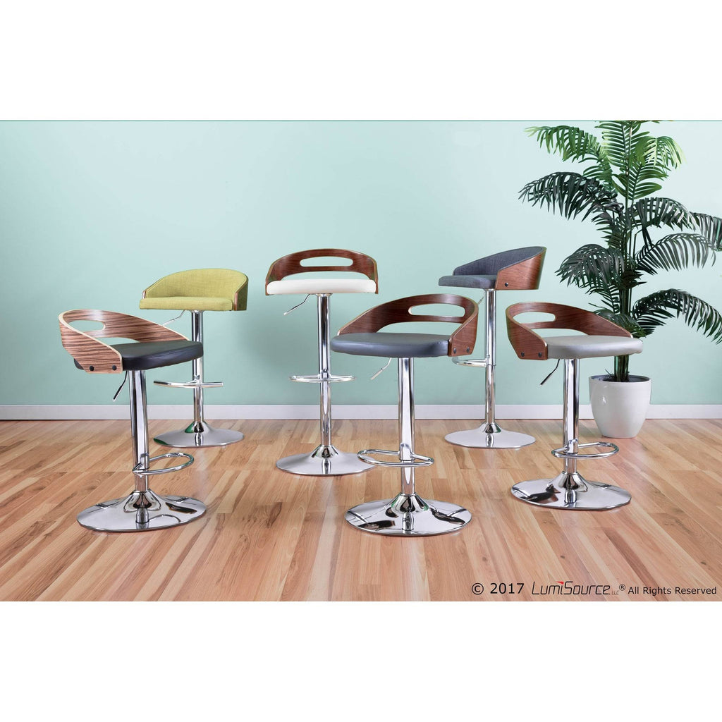 Chrome Natural Wood Cream PU Barstool O832748
