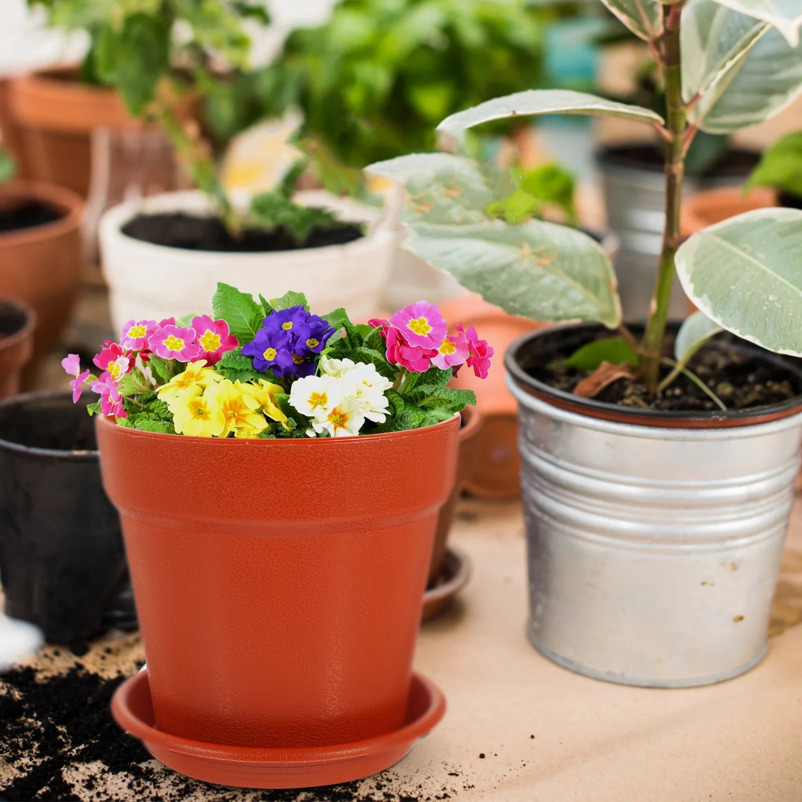 10 Sets Imitation Pottery Plastic Flower Nursery Garden Planter O42857