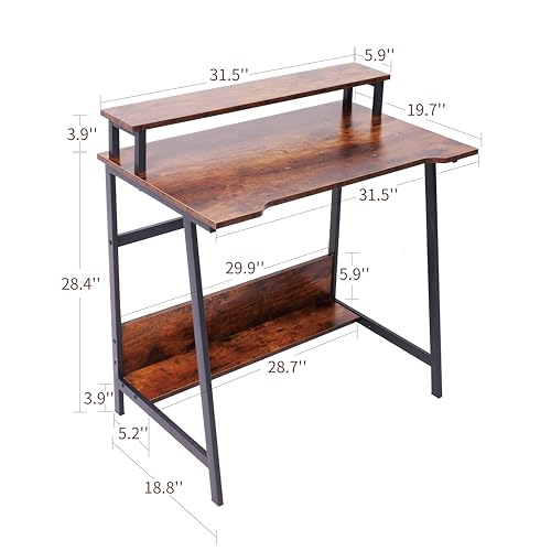 Retro 31.5 Inch Compact Computer Desk with Storage K70297