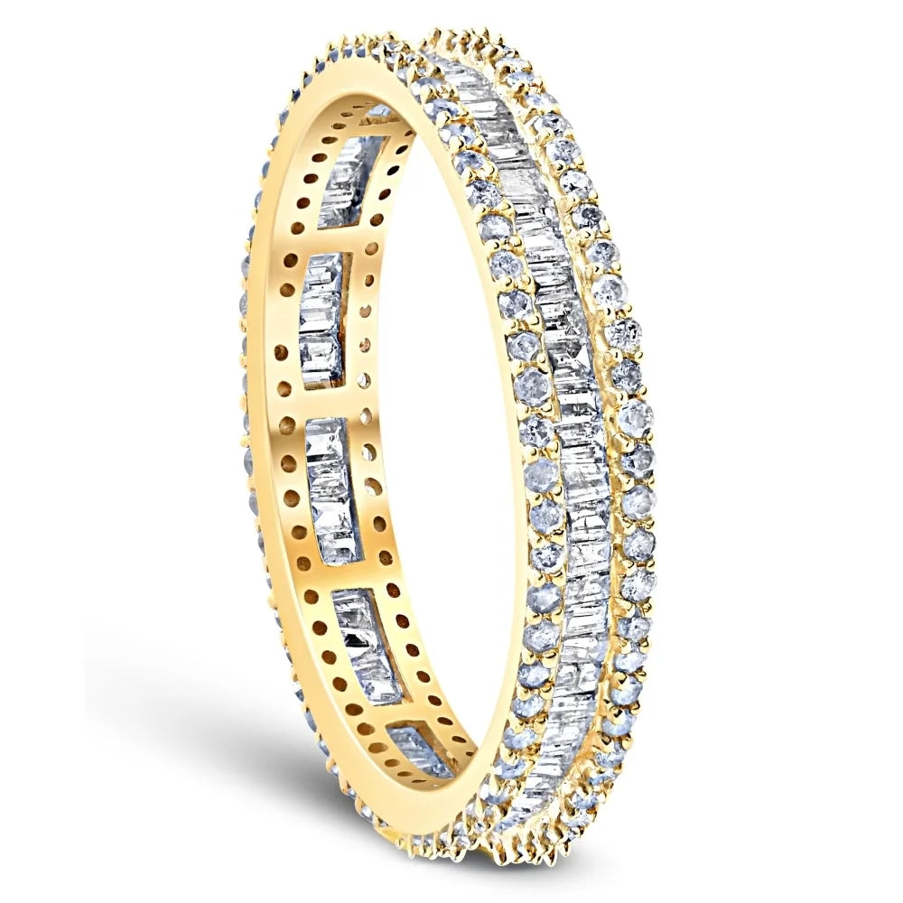 1 1/10 Ct Baguette & Diamond Eternity Ring Wedding Band S8965