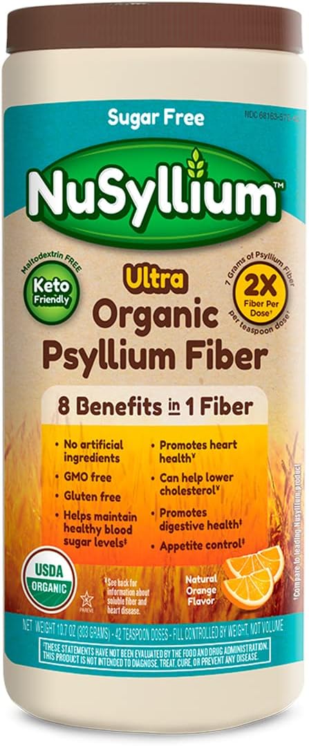 USDA Organic Psyllium Fiber Powder, Natural Orange, 42 Servings O4470