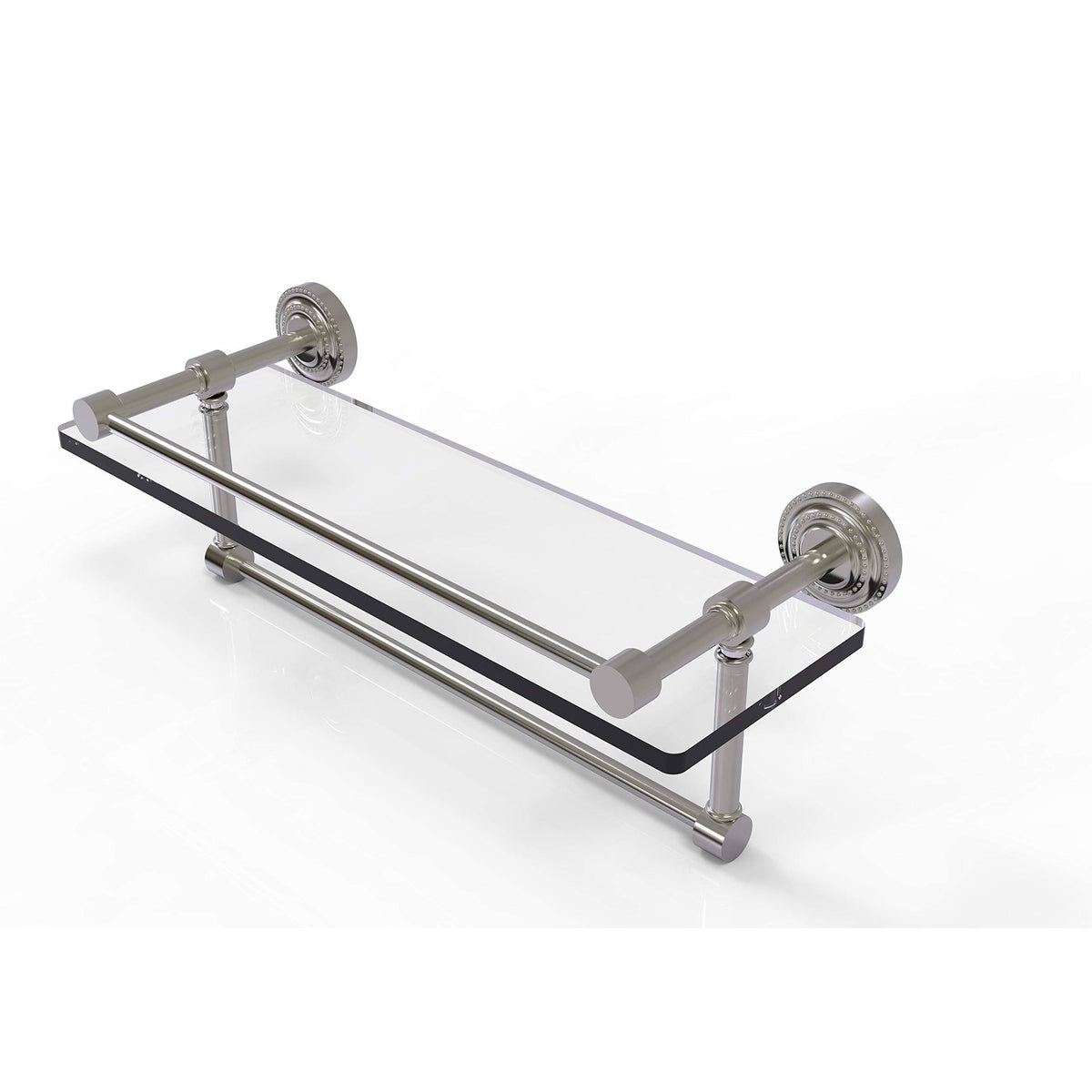 16x22 Glass Shelf with Towel Bar Satin Nickel X615