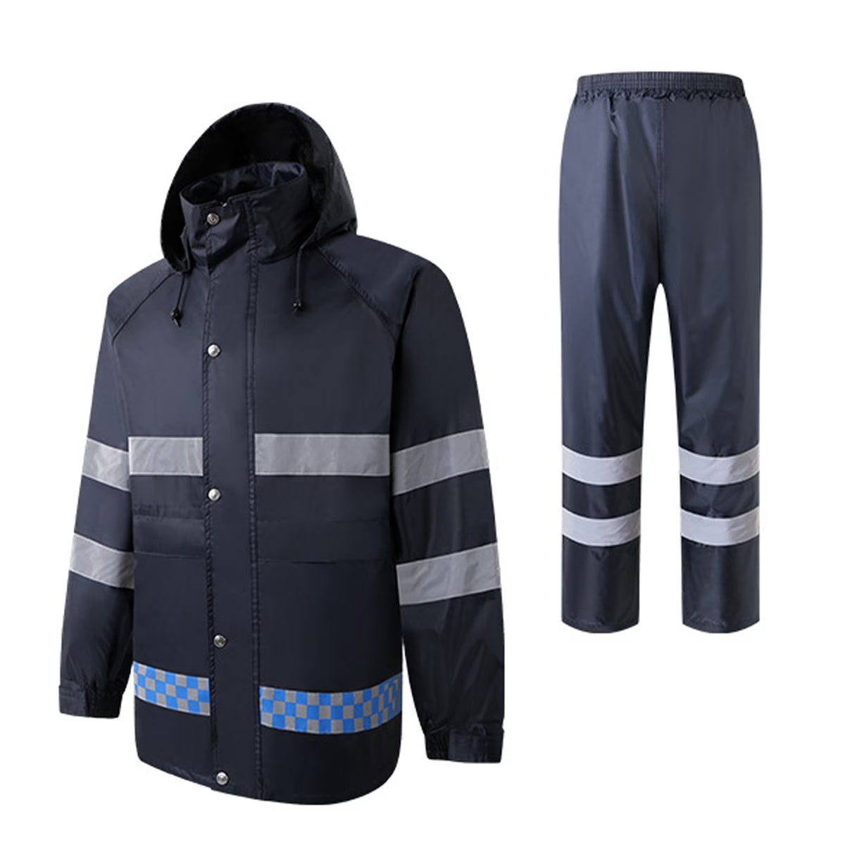 High Visibility Reflective Waterproof Raincoat Suits Rain Gear Motorcycle Cycling Rain Poncho Jacket Hooded Rainwear Four Season XXL B59244