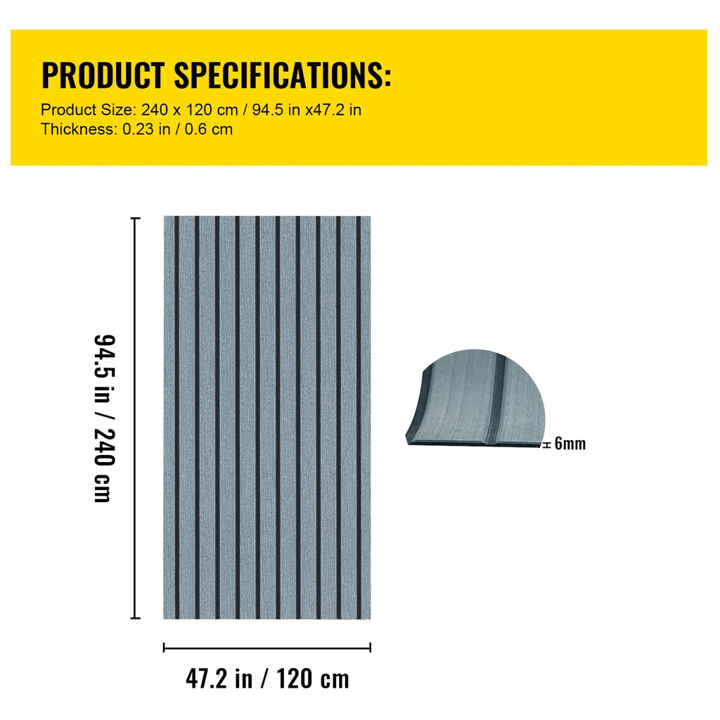94.5 X 47.2 Inch EVA Foam Faux Teak Boat Decking Sheet 5MM Thick Non-Skid Self-Adhesive X9749