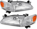 Chrome Housing Amber Reflector Clear Lens Headlight Assembly Pack of 2 A467