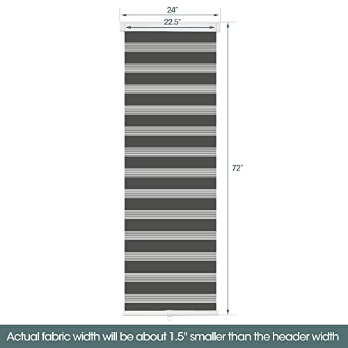 White 24" W x 72" H Cordless Zebra Roller Blinds Q16308