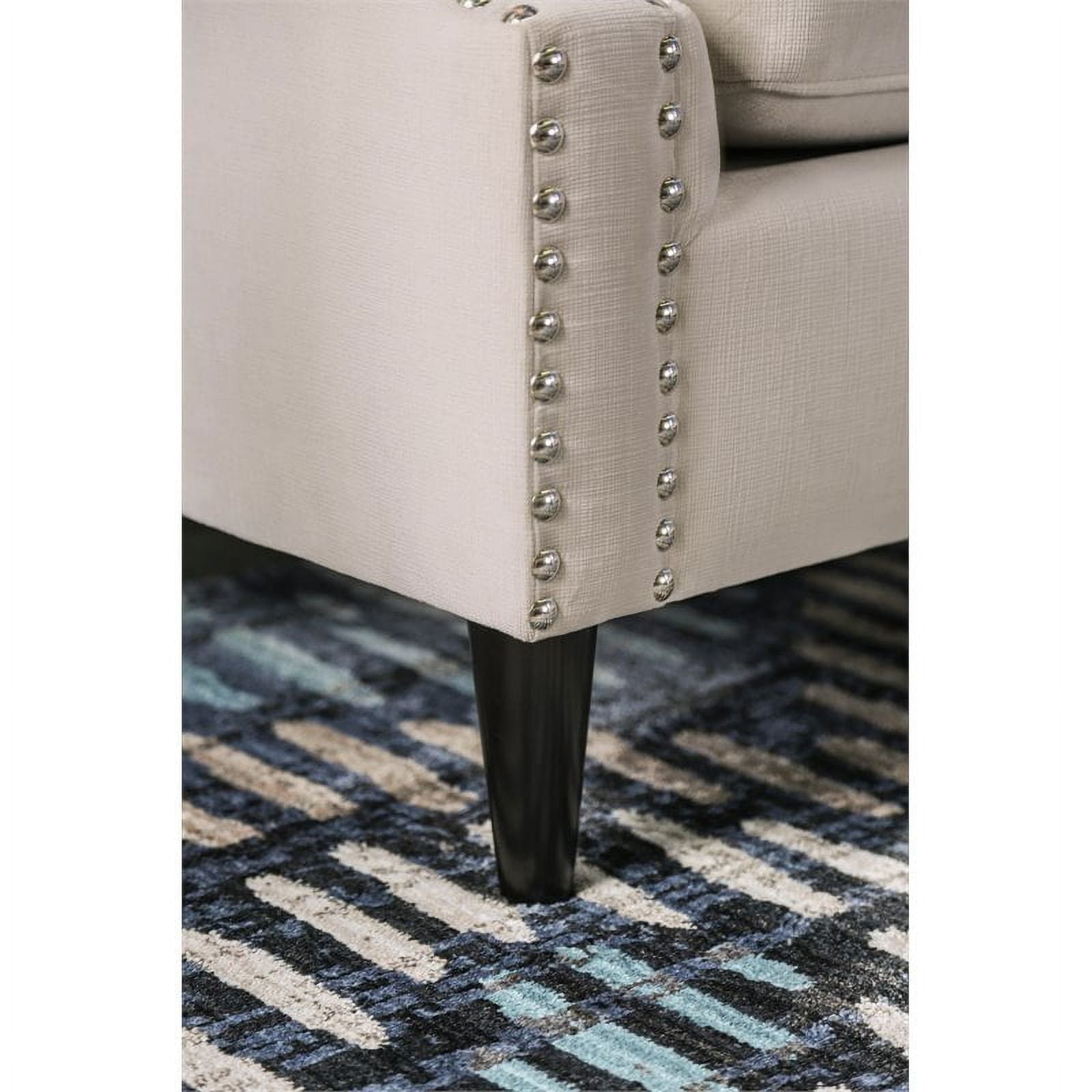 Beige Microfiber Nailhead Loveseat D81435