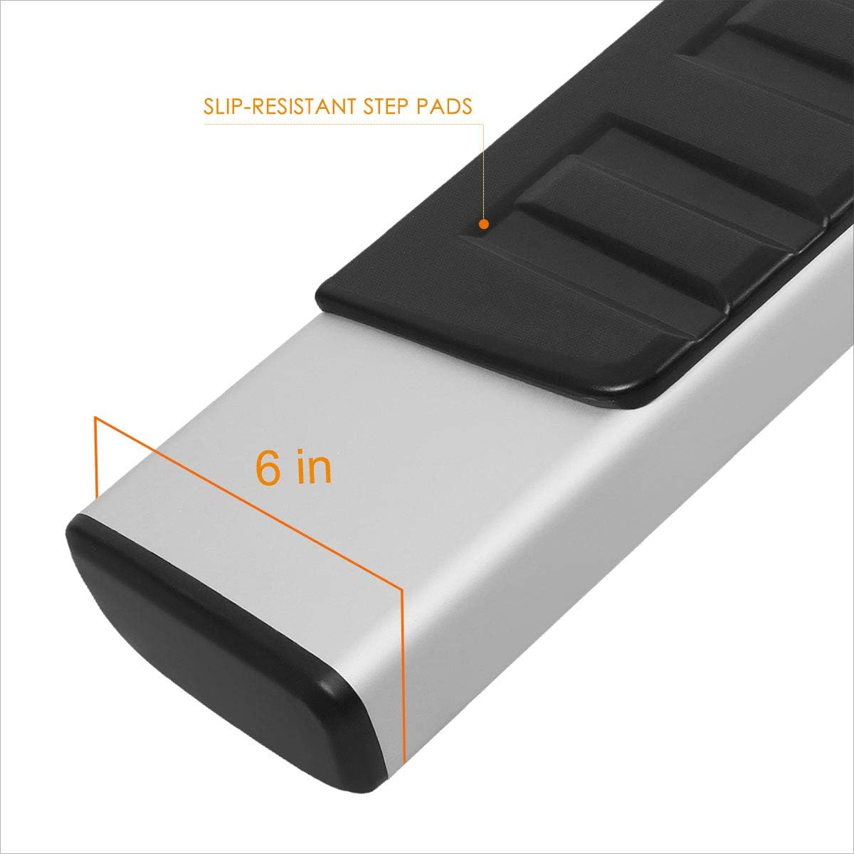 6 Inch Silver Aluminum Running Boards I795