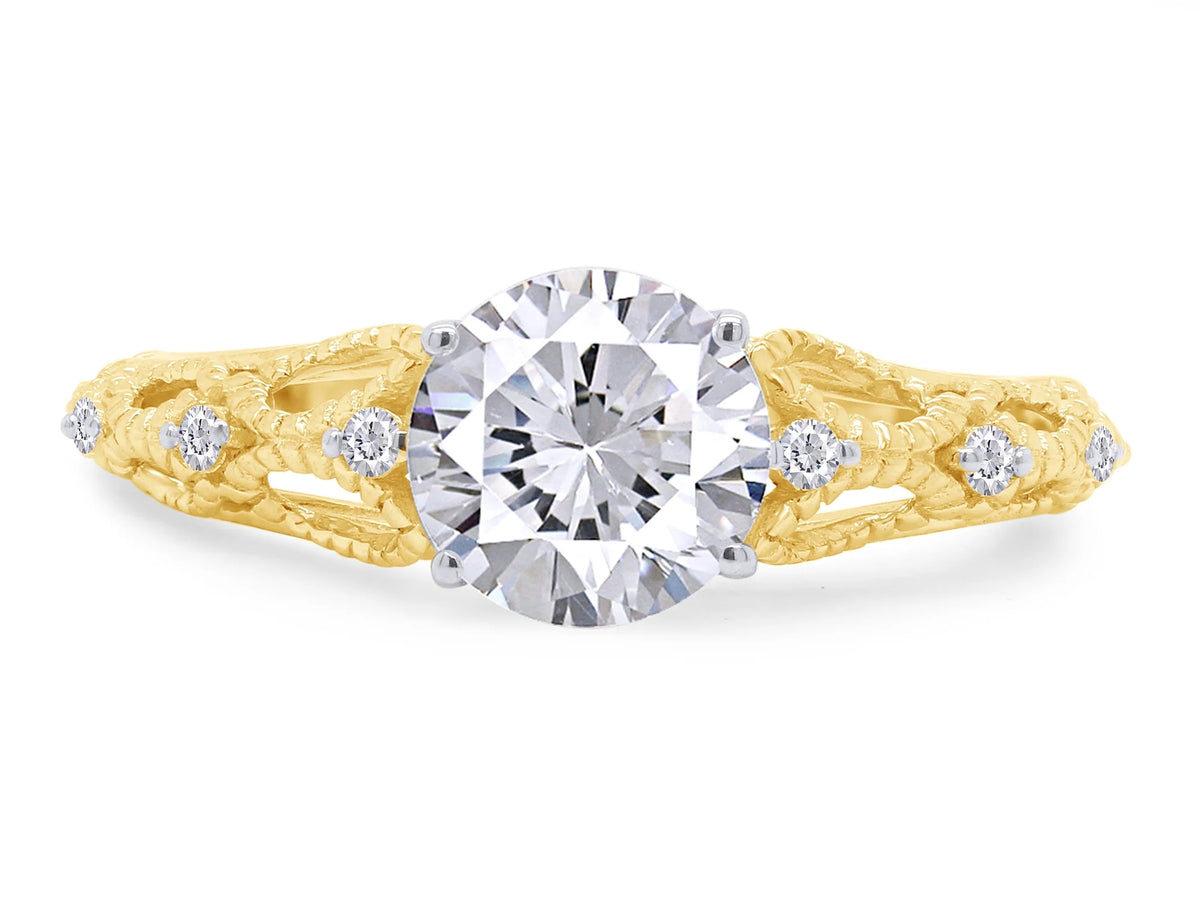 Twisted Solitaire Engagement Ring In 14K Yellow Gold Over Sterling Silver A614