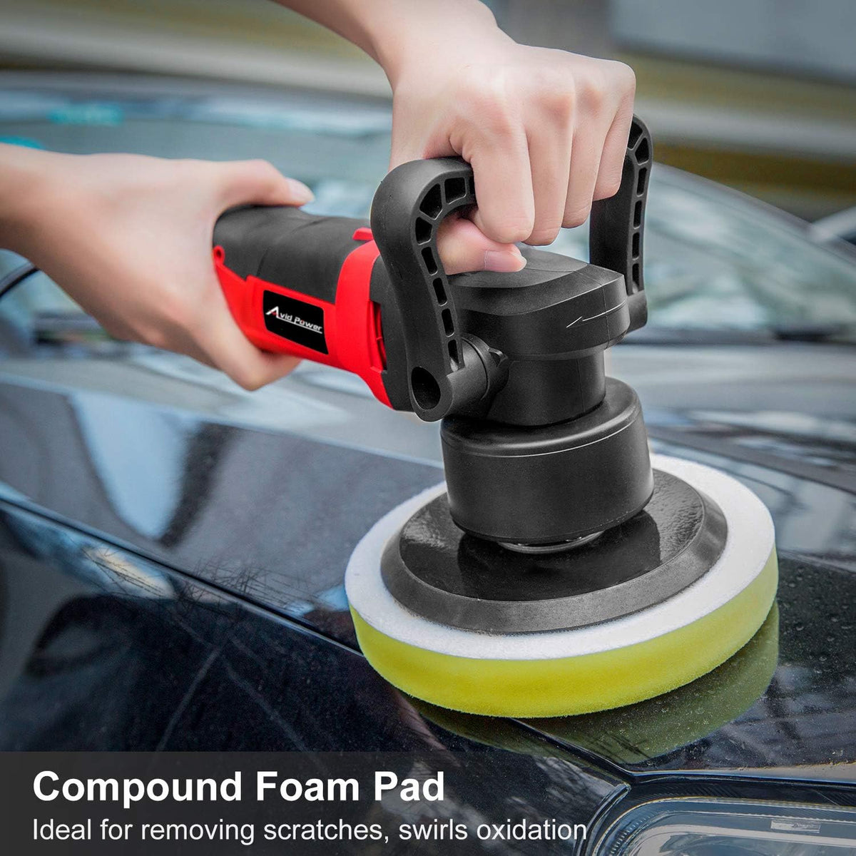 6-inch Dual Action Random Orbital Car Buffer Polisher with Variable Speed, 3 Foam Pads E746857