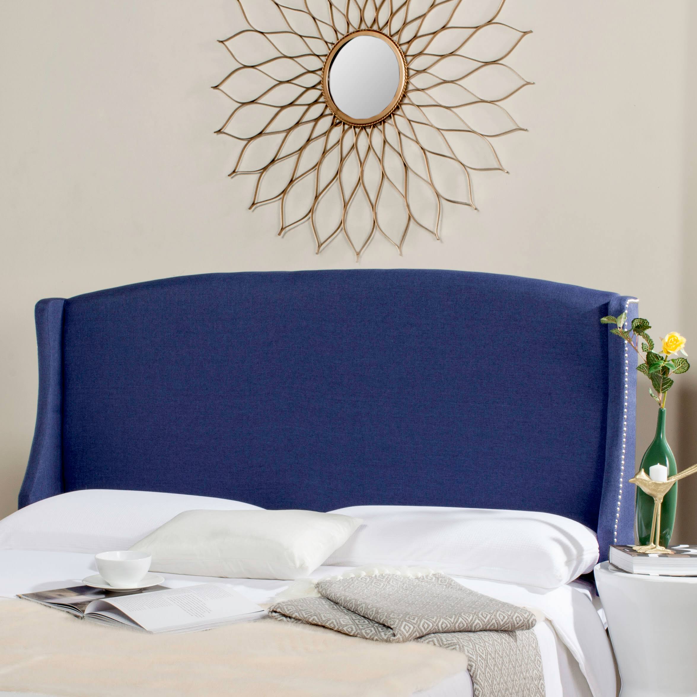 Navy Linen Headboard (Queen) H331