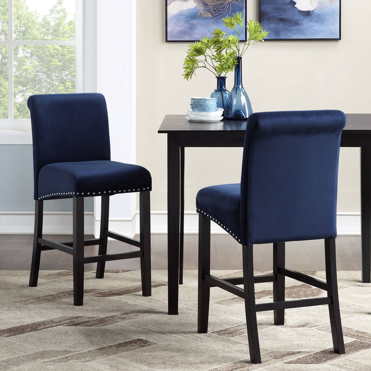 Deep Red Velvet Counter Chair Set of 2 M48279