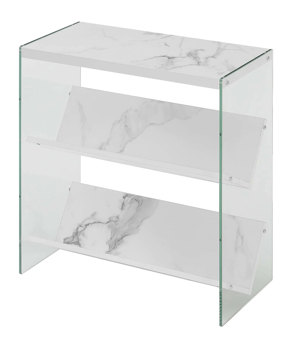 White Faux Marble Bookcase X6027