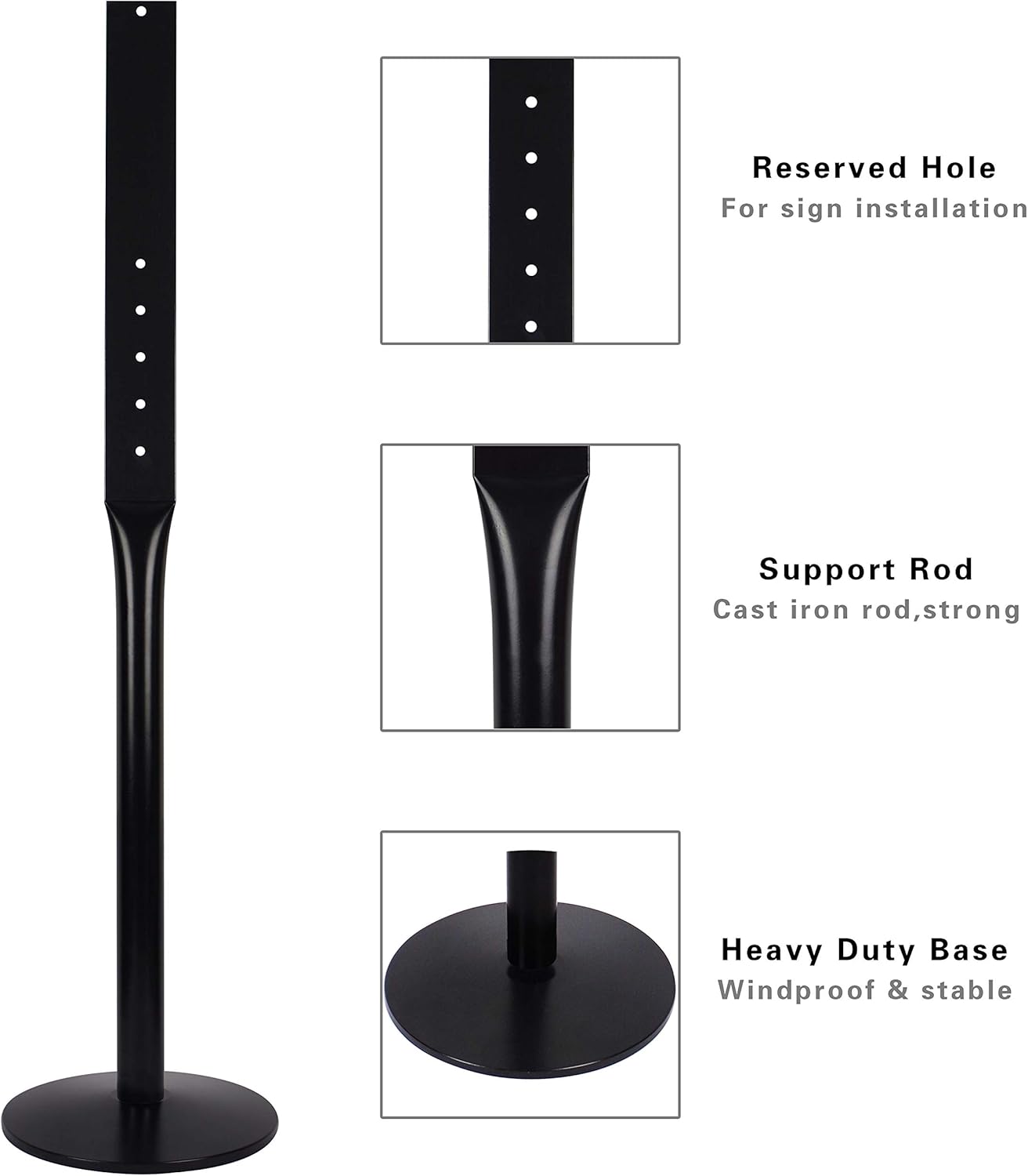 Cast Iron Sign Post Stand, Black Pack of 2 B8558