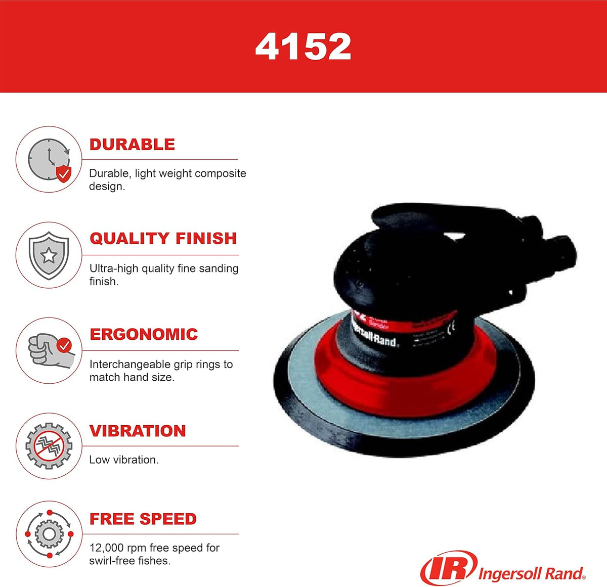 6" Orbit Palm Pneumatic Sander with Pressure Sensitive Adhesive Pad P668