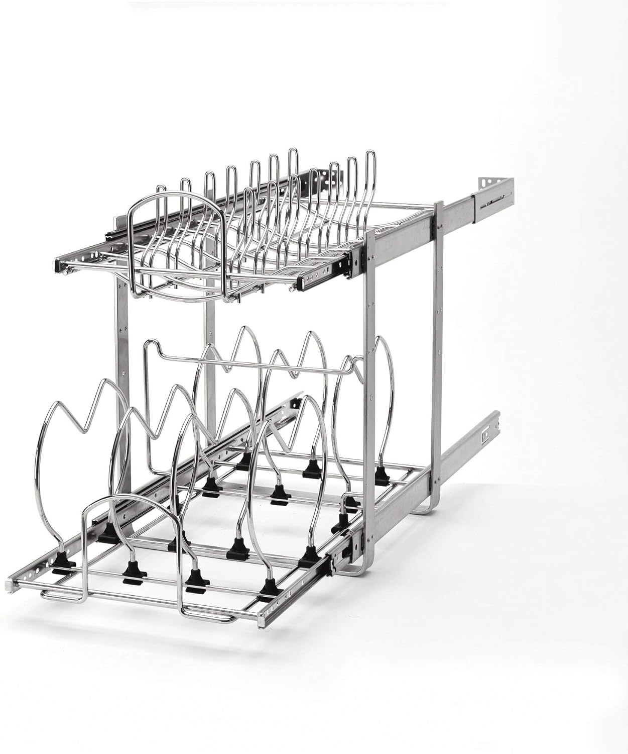21-Inch 2-Tier Chrome Wire Pull Out Kitchen Cabinet Organizer E3335