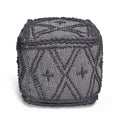 Charcoal Fabric Cube Pouf W84873