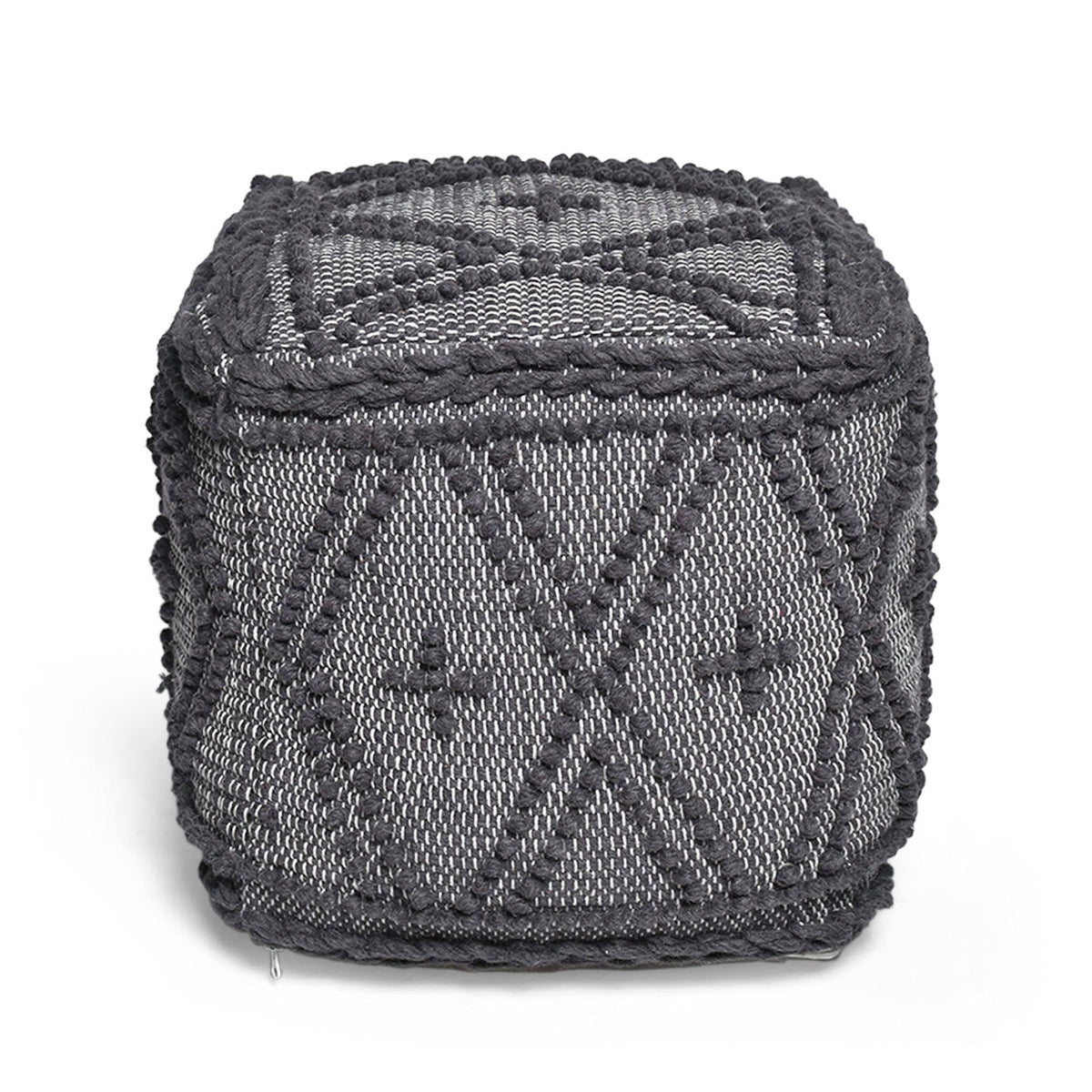 Charcoal Fabric Cube Pouf W84873