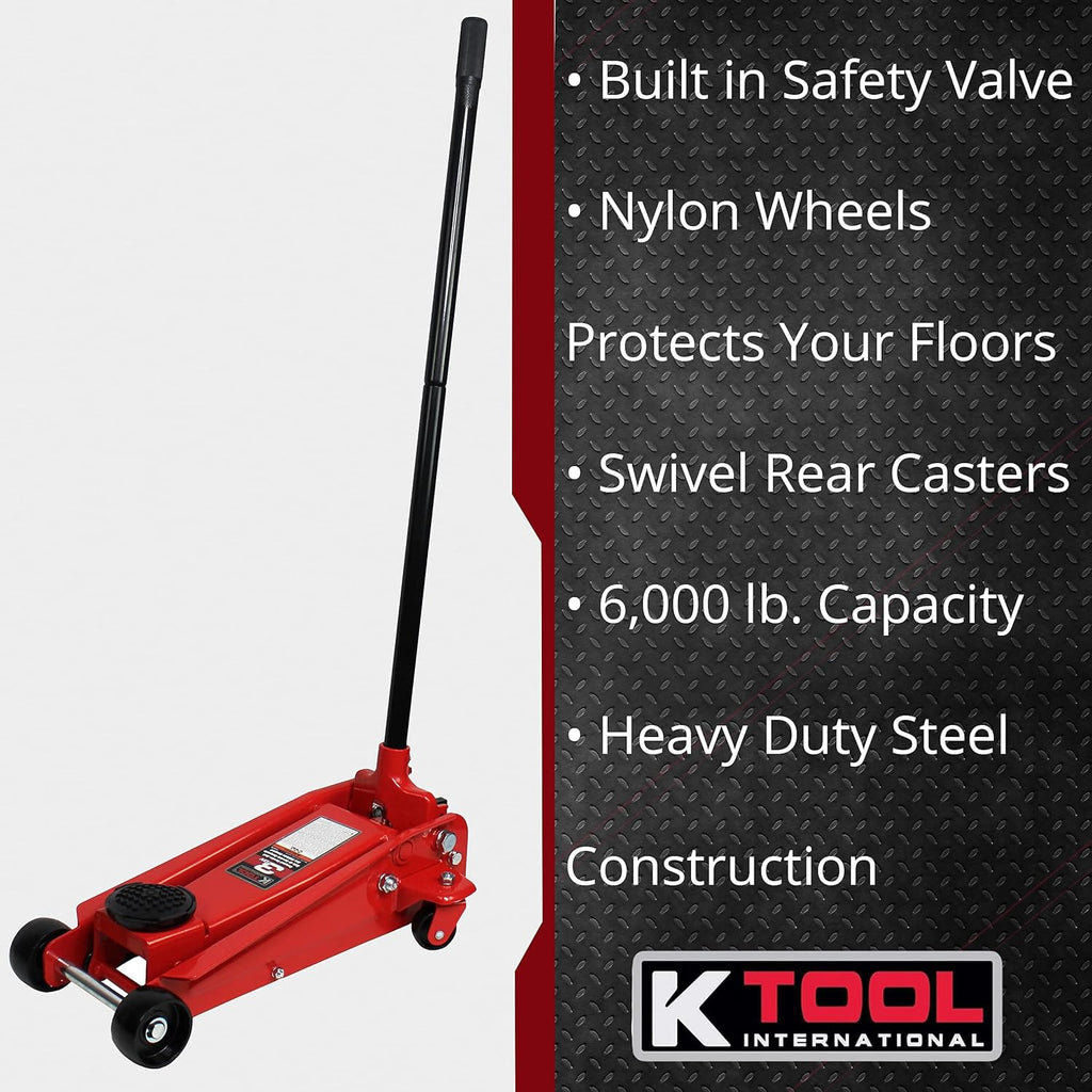 3 Ton Compact Floor Jack with Swivel Rear Casters C8595