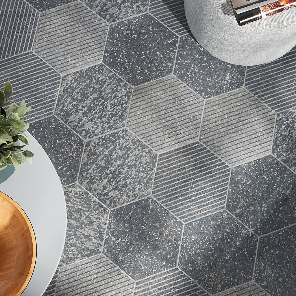 Black 9 in. Hex Matte Porcelain Floor and Wall Tile (20 Pieces 9.47 Sq. ft. / CASE) H909