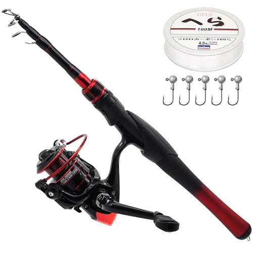 Fishing Rod and Reel Combo Baitcasting Baitcast Reel 5 Foot Fiberglass Telescopic Rod with Fishing Line T59746