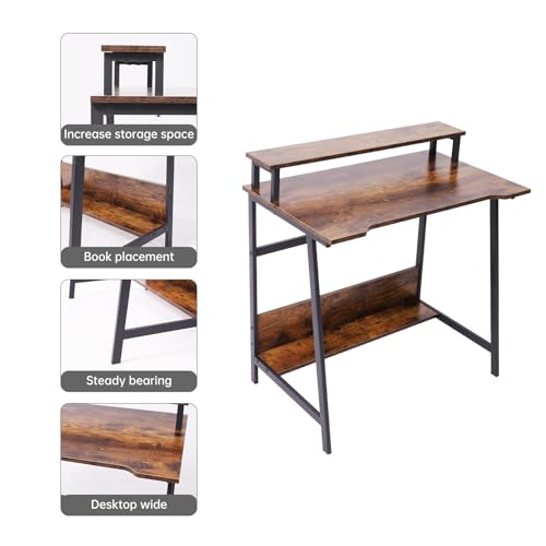 Retro 31.5 Inch Compact Computer Desk with Storage K70297