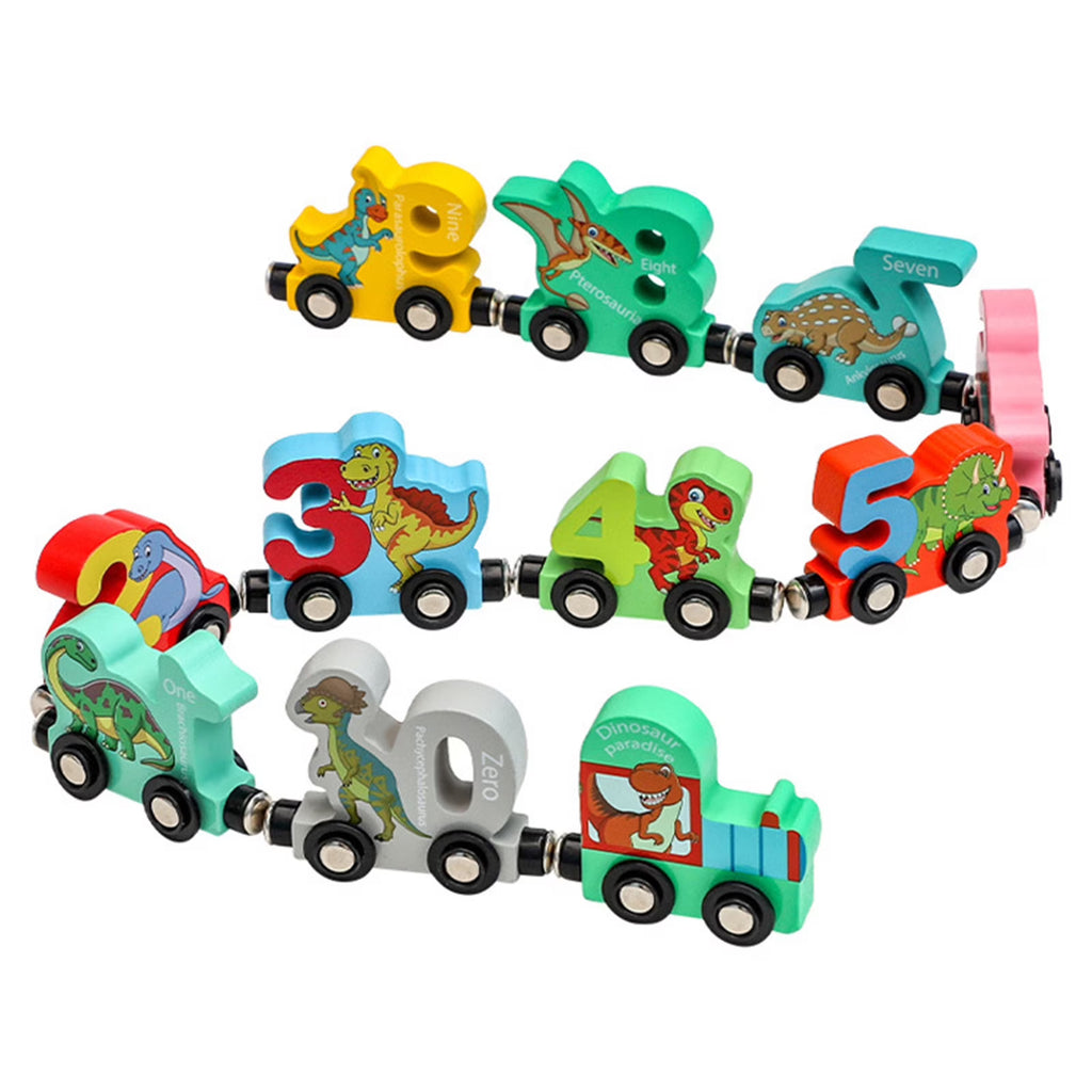Magnetic Digital Train Wooden Building Block Toy Car A69881