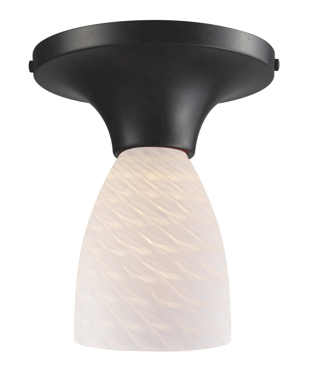 Dark Rust White Swirl Glass Semi-Flush Light U7230