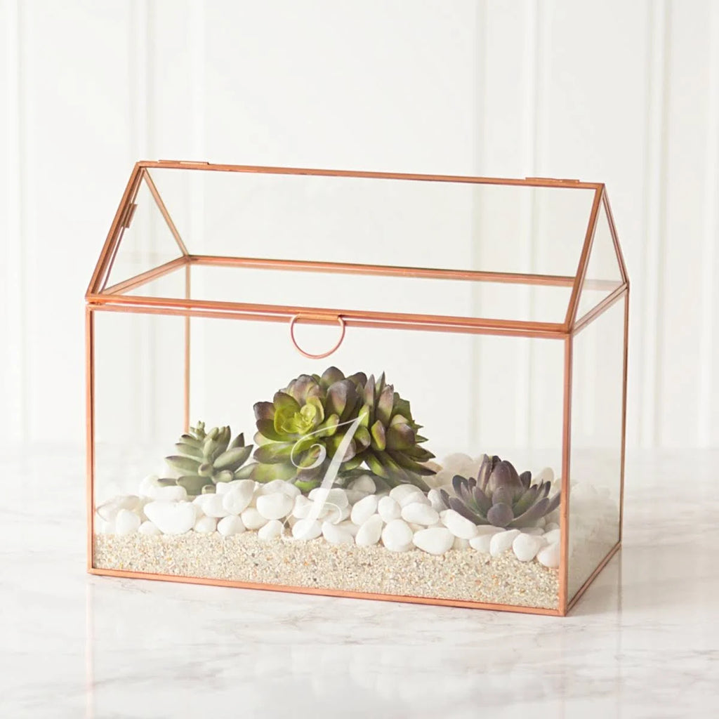 Rose Gold Wedding Glass Terrarium Card Holder D547