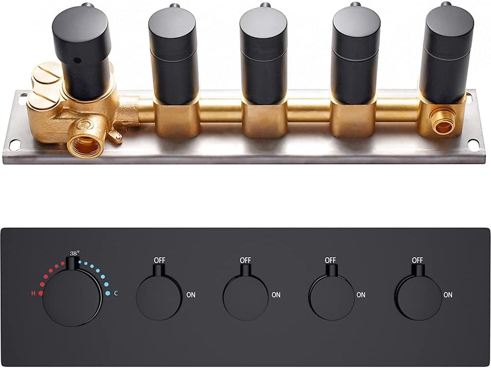 Brass Concealed 4-Way Thermostatic Shower Mixer with Round Handles P264