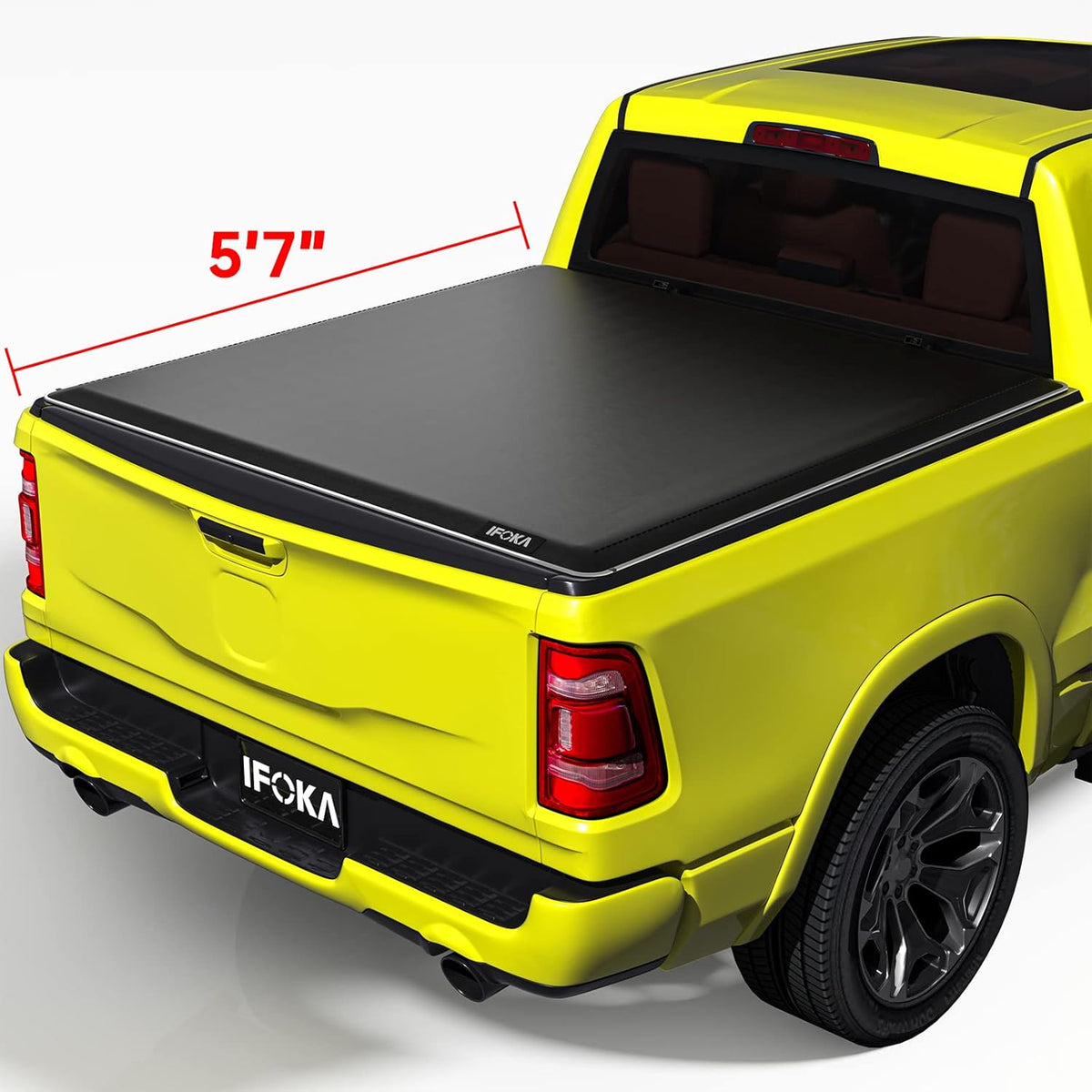 Truck Bed Tonneau Cover Soft Roll Up with Reflective Strip V859652