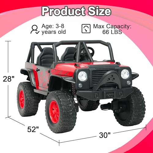 24V 5AH 2 Seater 4WD Electric Ride On Car with Remote Control (Red) U53055