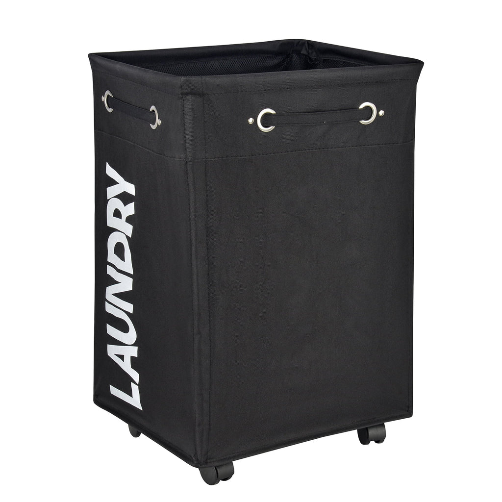 24" Wheeled Laundry Hamper Light Blue with Cotton Laundry Bag W1267