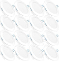 16 Pack 4 Inch Ultra Thin LED Recessed Ceiling Lights, 4000K Cool White, 10W, 650 LM, Dimmable B72124