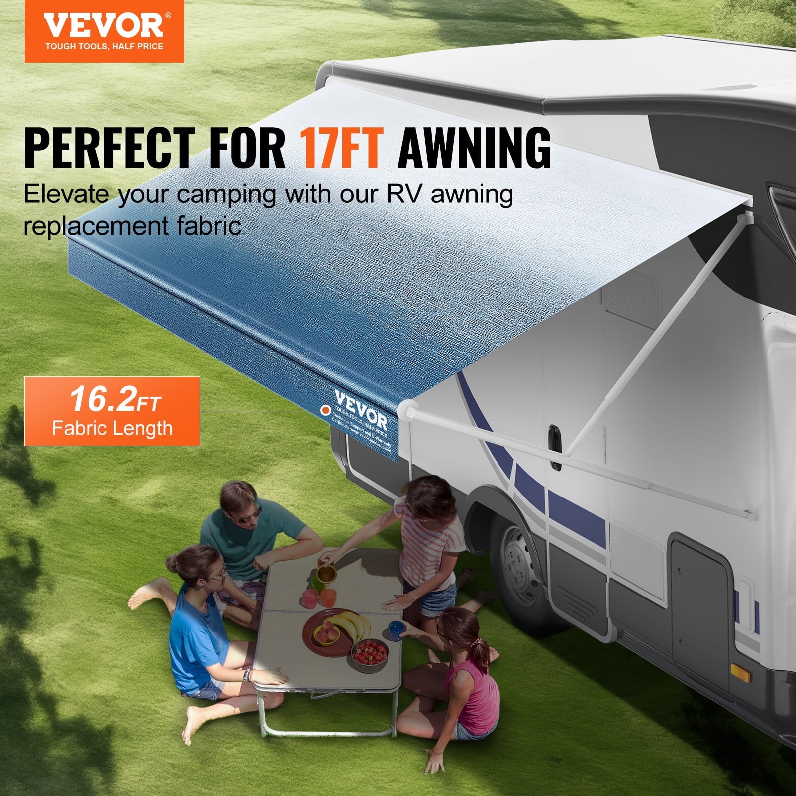 17' RV Awning Replacement Waterproof PVC Fabric T5718