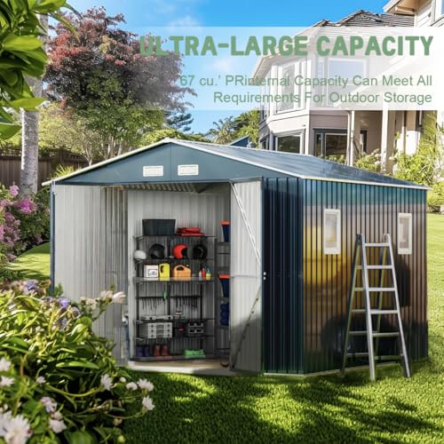 Brown Metal Utility Storage Shed 10 x 12ft V4764
