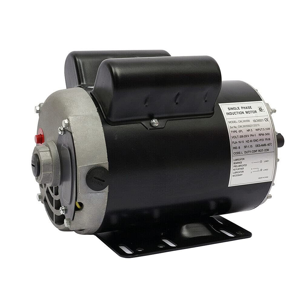 5 HP SPL 3450 RPM Air Compressor 60 Hz Electric Motor 208-230 Volts J7555