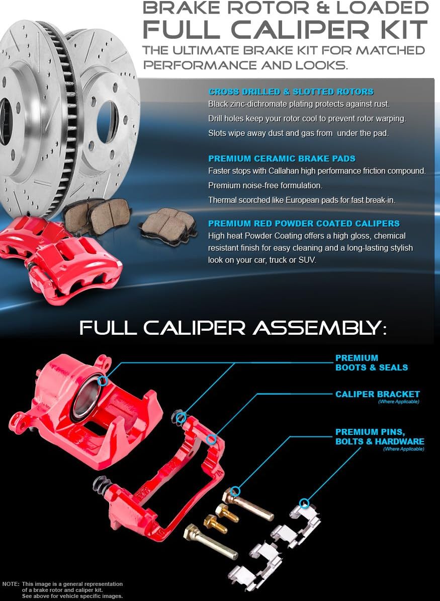 Red Powder Coated Caliper Assembly Pair Set J449