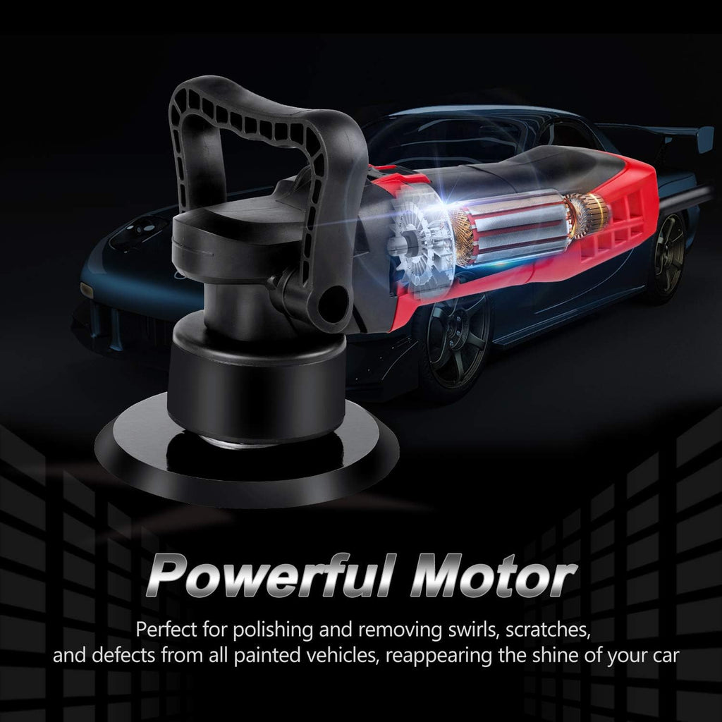 6-inch Dual Action Random Orbital Car Buffer Polisher with Variable Speed, 3 Foam Pads E746857