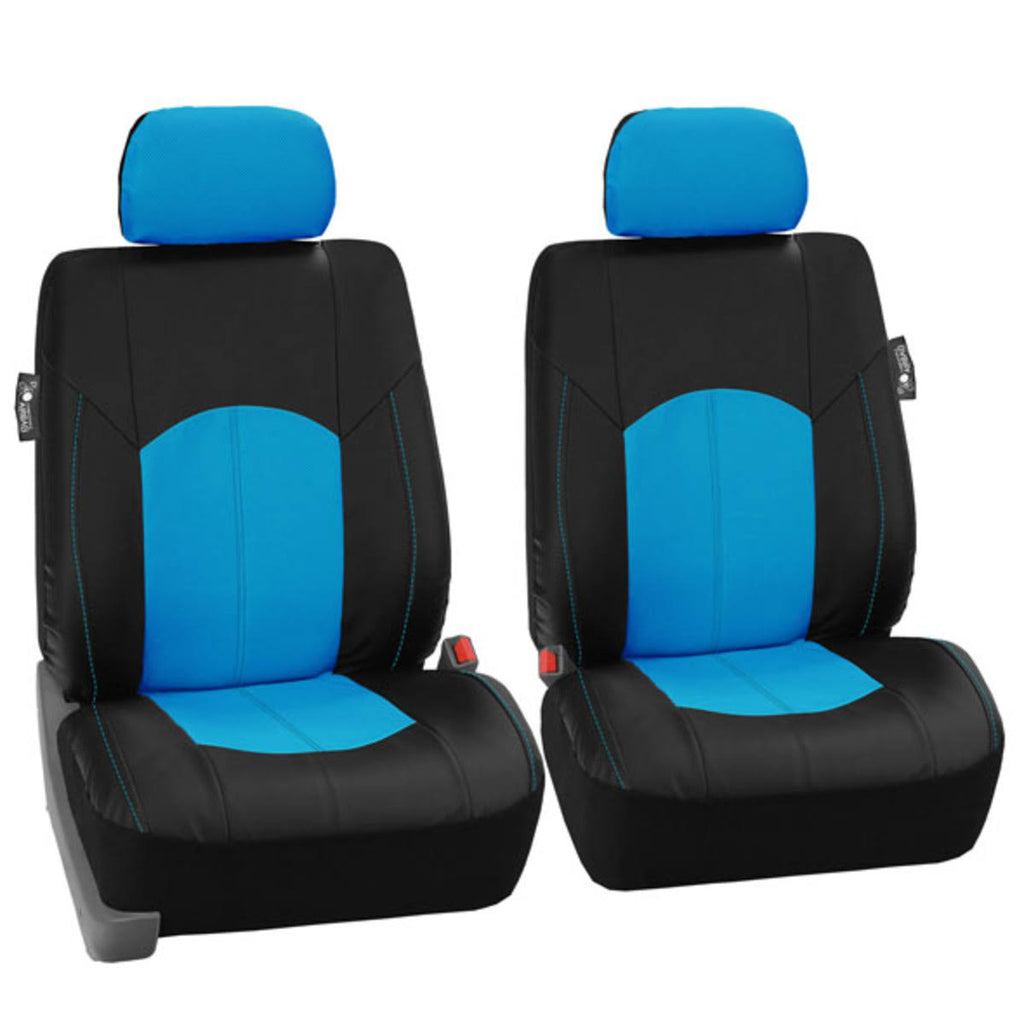 Blue Perforated Leatherette Car Seat Covers N556