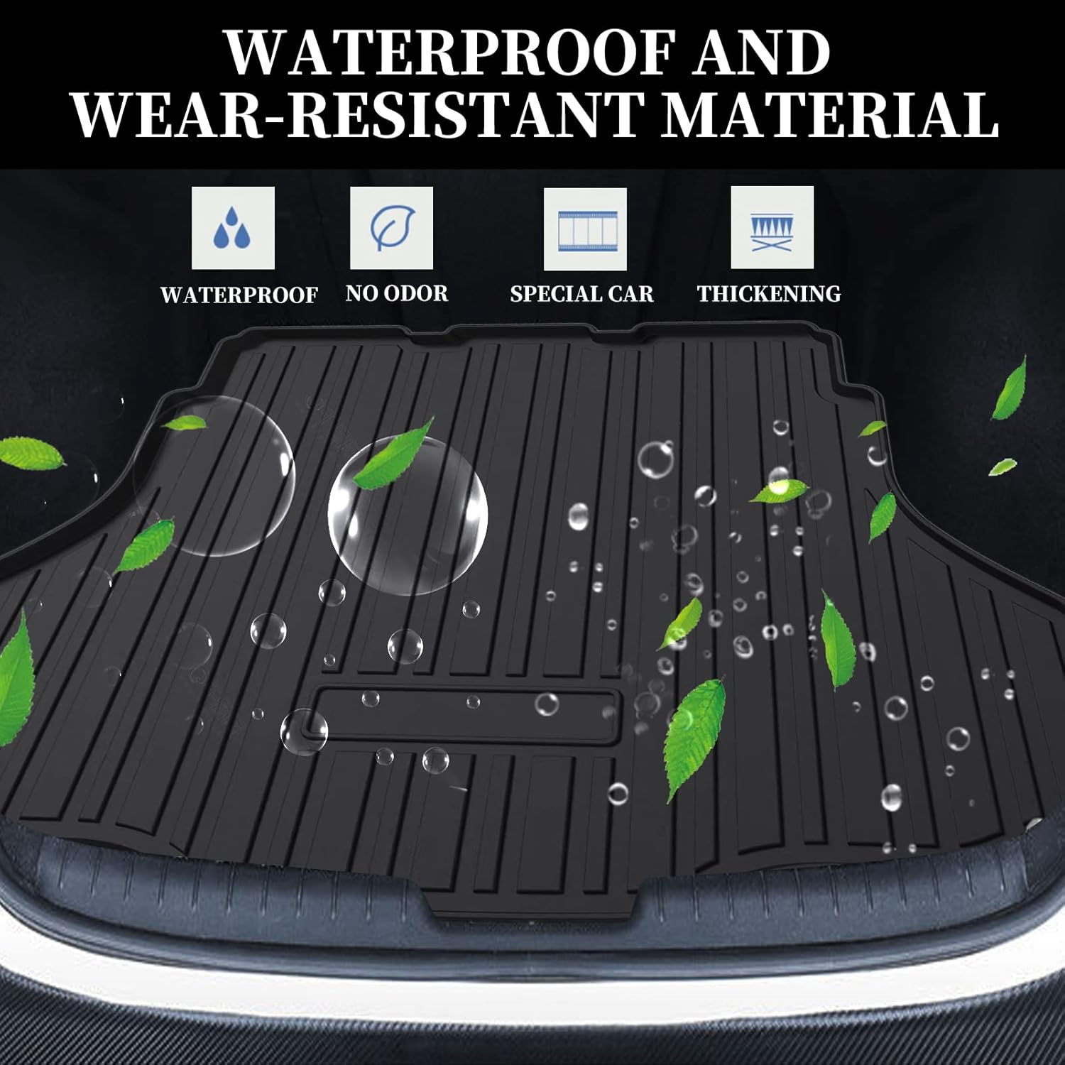 Black TPO Waterproof Rear Cargo Tray Trunk Floor Mat S520