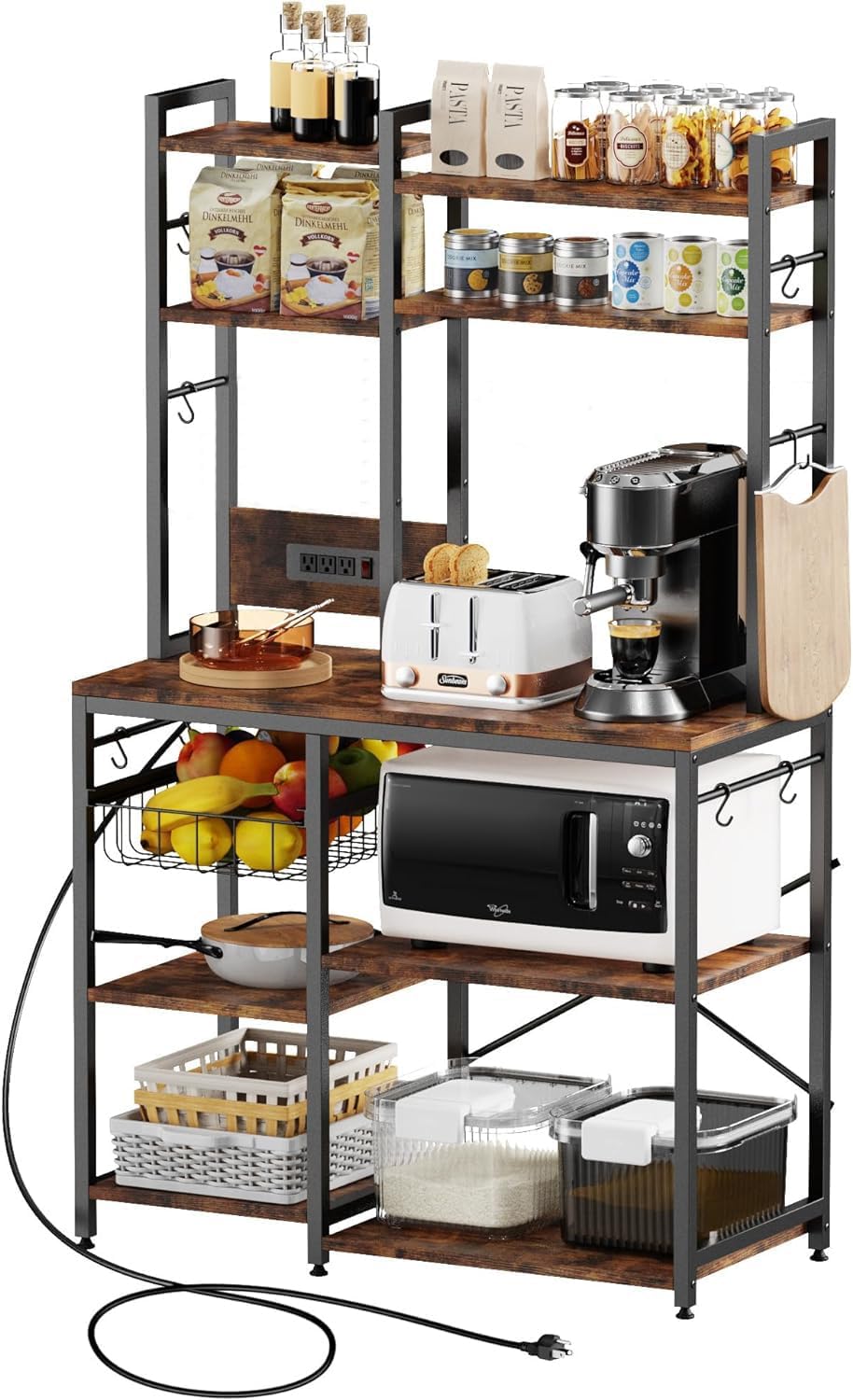 6-Tier Microwave Stand with 12 S-Shaped Hooks N258978