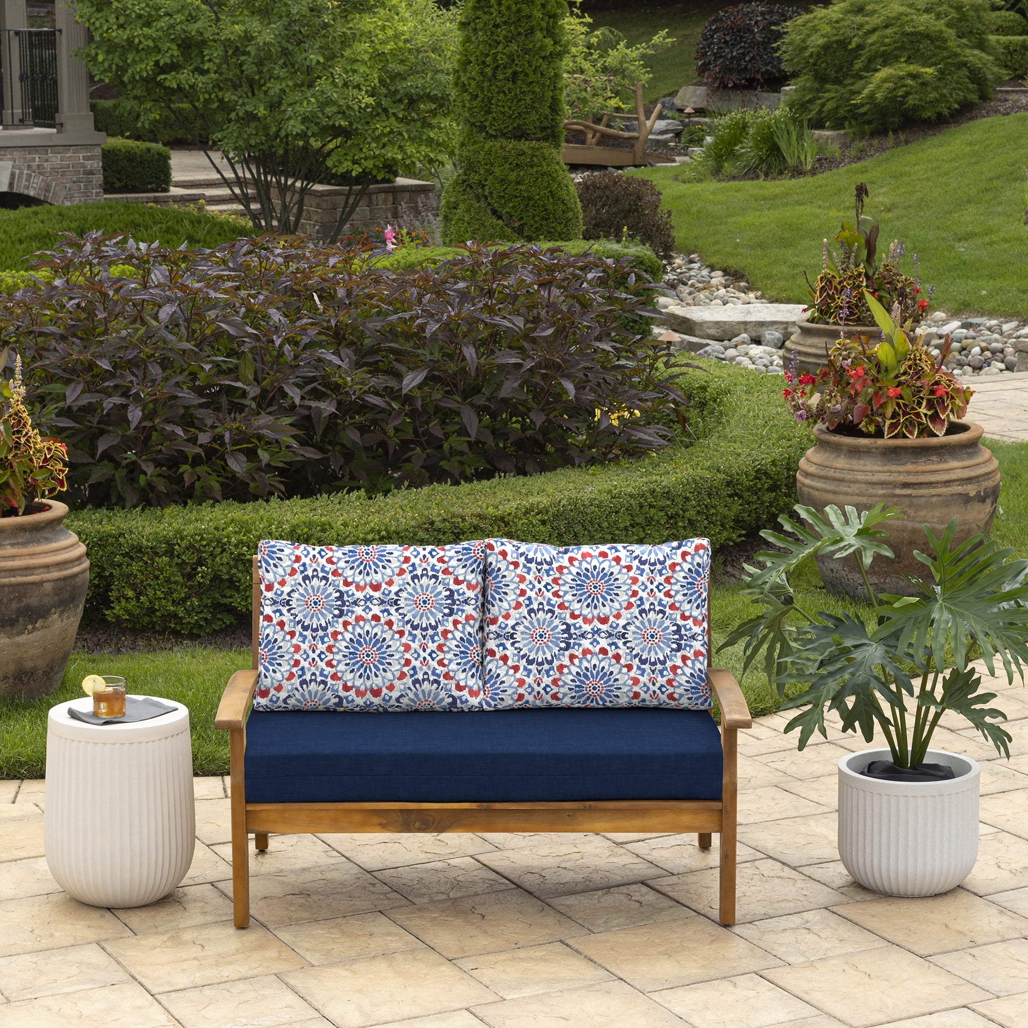 Outdoor Loveseat Cushion Set, 48 x 24, Water Repellent, Clark Blue M429
