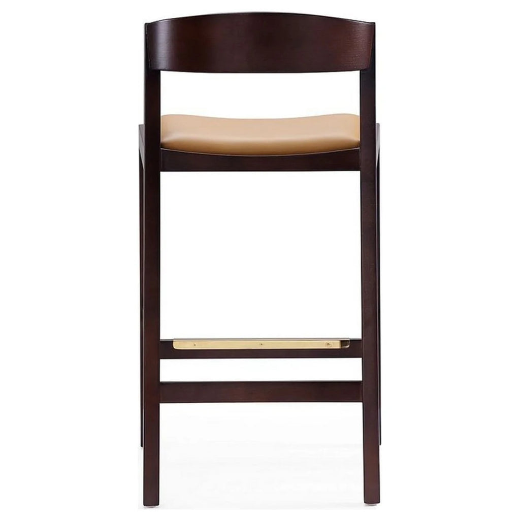 Camel and Dark Walnut Beech Wood Counter Height Bar Stool (Set of 2) T73579