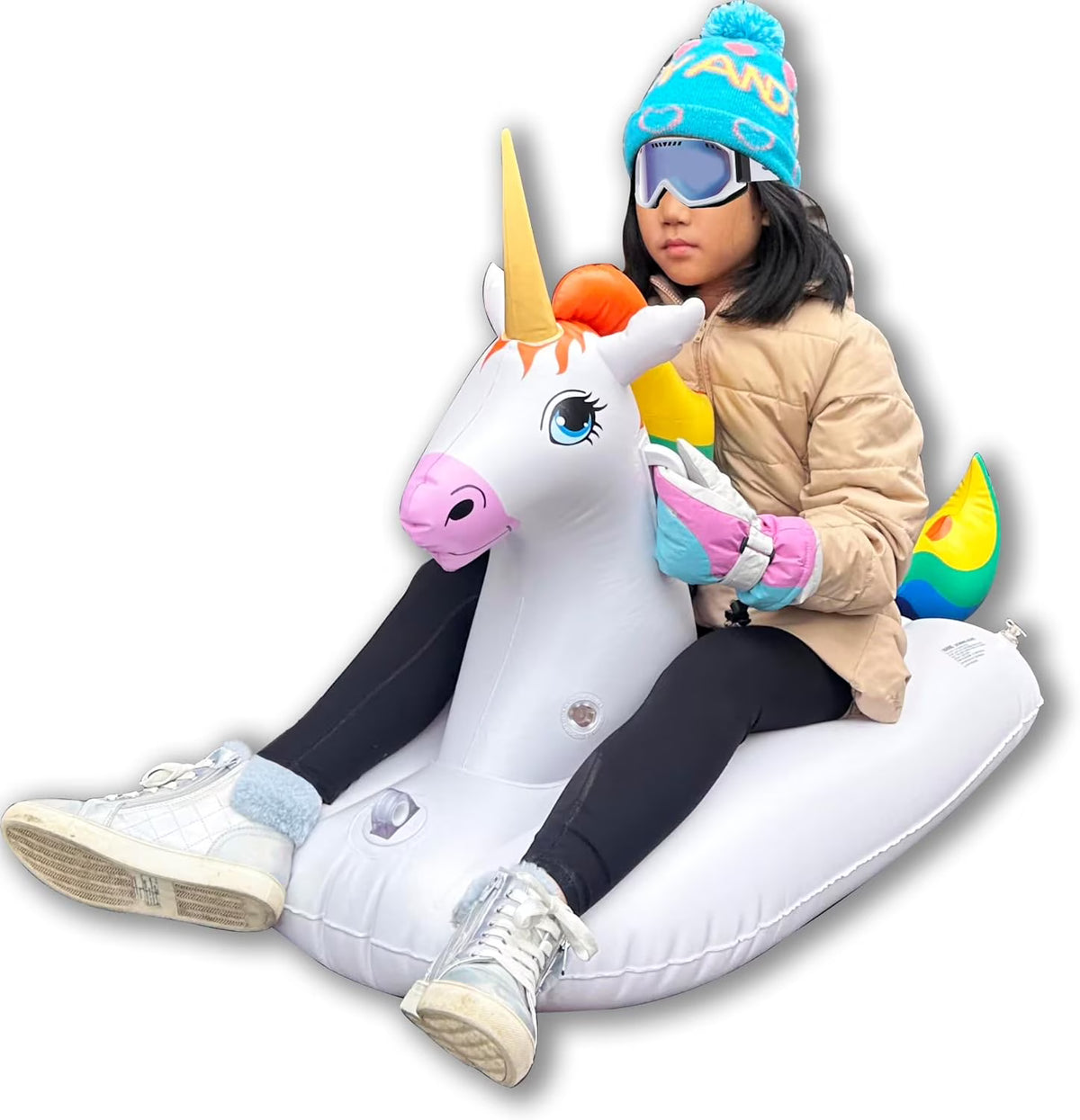 Sled Unicorn Snow Tube Inflatable 49 inches Long One Person A49053