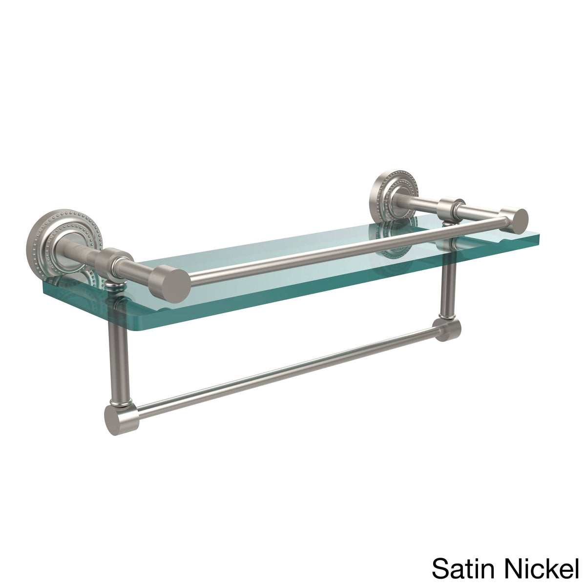 16x22 Glass Shelf with Towel Bar Satin Nickel X615