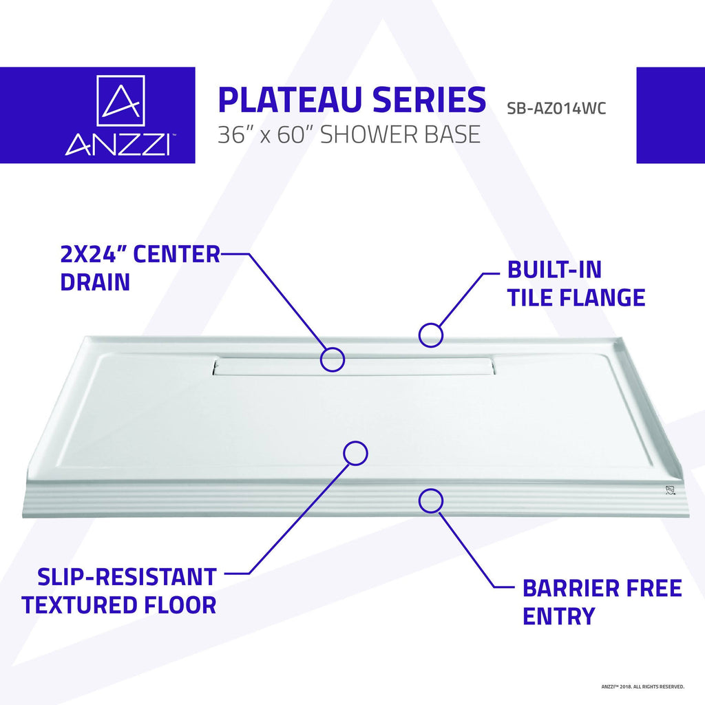 White 60 in. x 36 in. Shower Base D6859